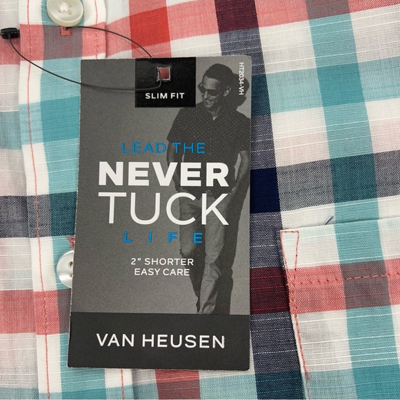 Van Heusen Classic Fit Short Sleeve Button Up Red Plaid/Checkered Men's Size XL - Picture 9 of 16